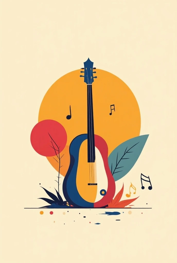 A minimalistic picture about music in bright colors 