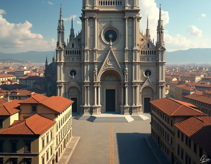 (masterpiece), ( best quality ), (ultra detailed),  create , In the perspective position Basilica of Saint Lawrence, in Florence, Giving grandeur 