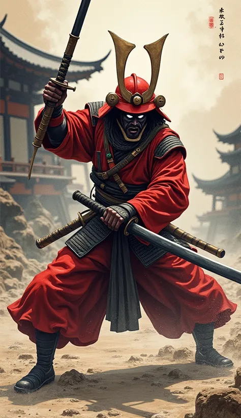 Score_9, Score_8, Score_7_up, 1man, samurai, white flame eye, red samurai armor, red helm, pocket, japan, (((Sword, Single-edged:1.5, Japanese Sword, perfection, perfection detail:1.5, great katana, huge, long))), ((both hands, Have)), Stance, Low body str...