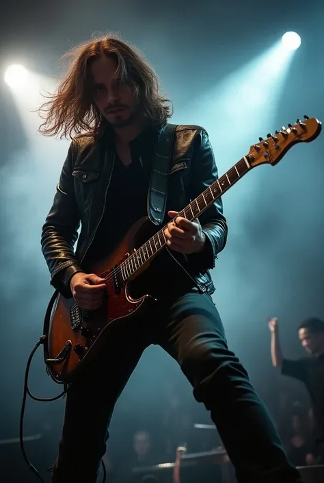 Long-haired rock guitarist 