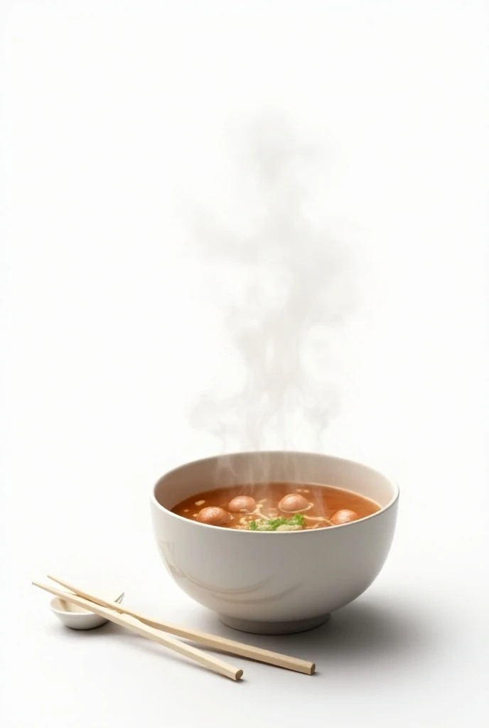 An image on a white background of a pot of soup stock steaming and looking appetizing together with some chopsticks.  Above the image the text  "ramen"  appears and below the image is written the text  "català "