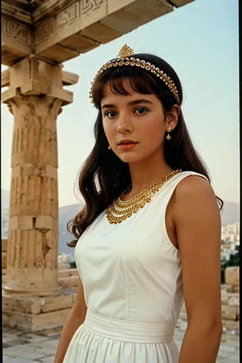 1989 film still, modest outfit, athens, goddess athena portrait