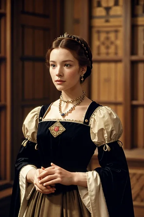 1989 film still, modest outfit, tudor, anne boleyn portrait