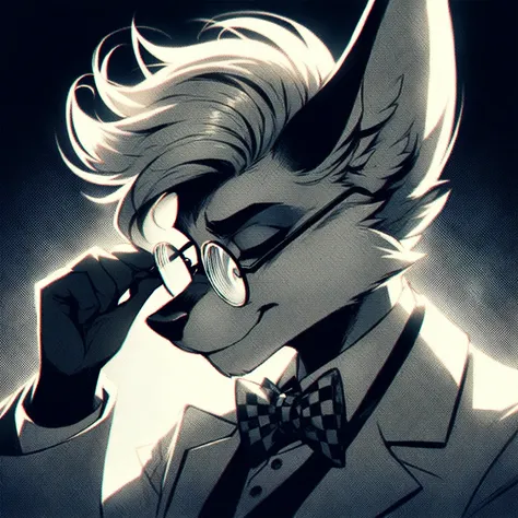 limelight, detailed,  masterpiece , man, alone, random furry, zorro,  white fur, hairstyle,  wearing a white suit ,  and round ,...