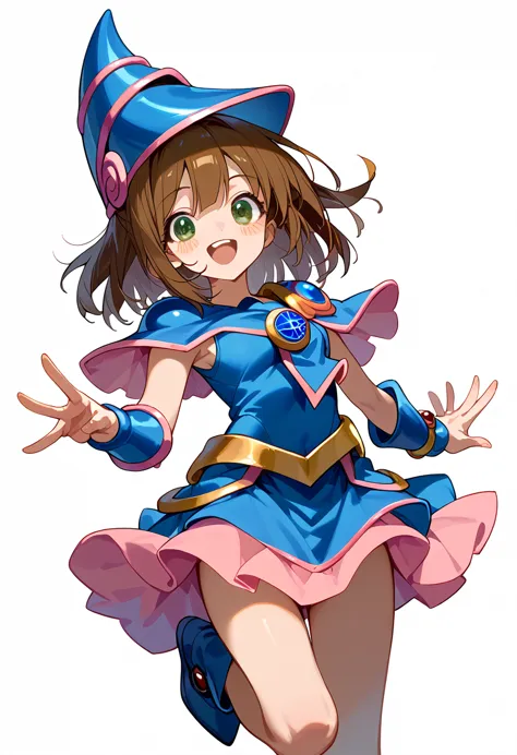 masterpiece, hi-res,best quality,8k
(arle nadja,petite,small breasts)(black magician girl costume)smile,floating in the air