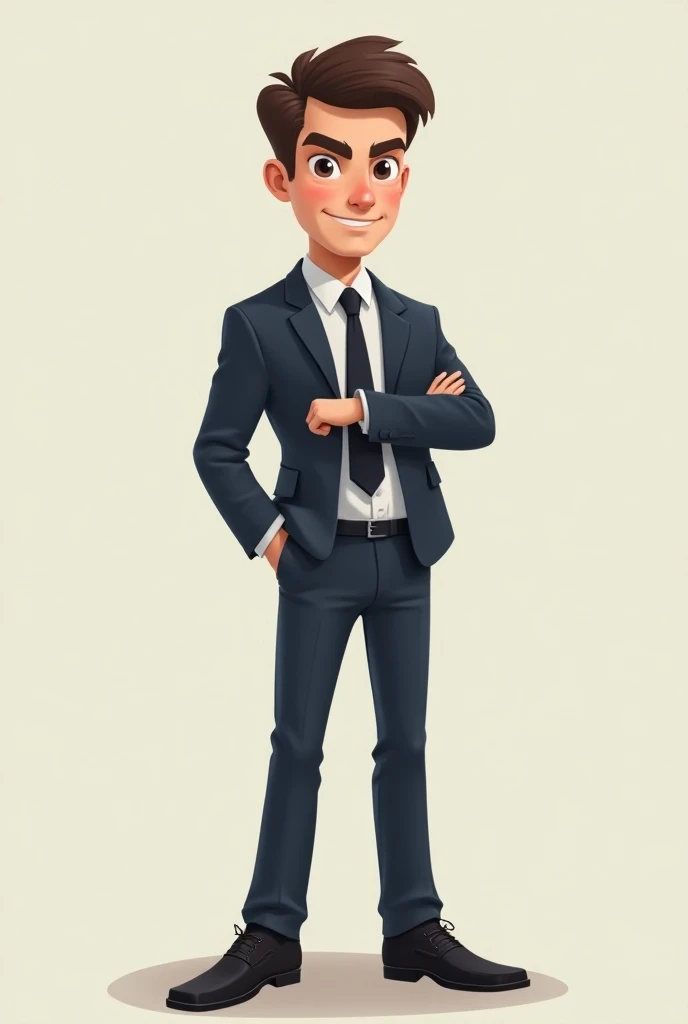 Young brunette businessman realistic cartoon