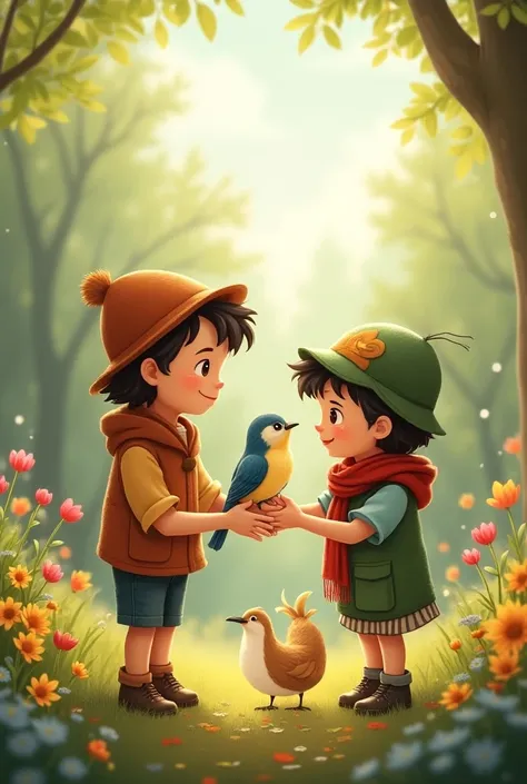 Of course!  Here is a tender and educational story :

*"La Aventura de  Didier   and Emaly  :  A Tie of Love "*

 In a small town surrounded by flowers and trees , vivían dos brothers muy especiales:  Didier , ,  and Emaly  , .  They were inseparable and l...