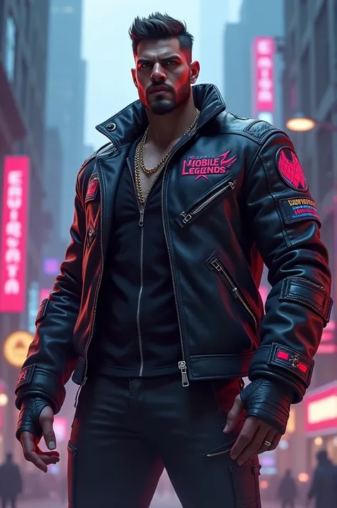 A gangster wearing mobile legends jacket