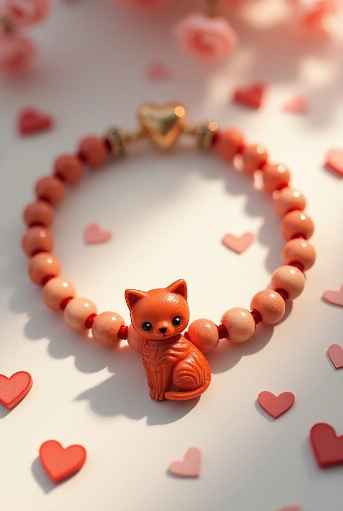 This is how you make a bracelet with this description like a beaded bracelet Some small heart pendants I want a bracelet with the initial I and a miniature orange kitten pendant in the color red