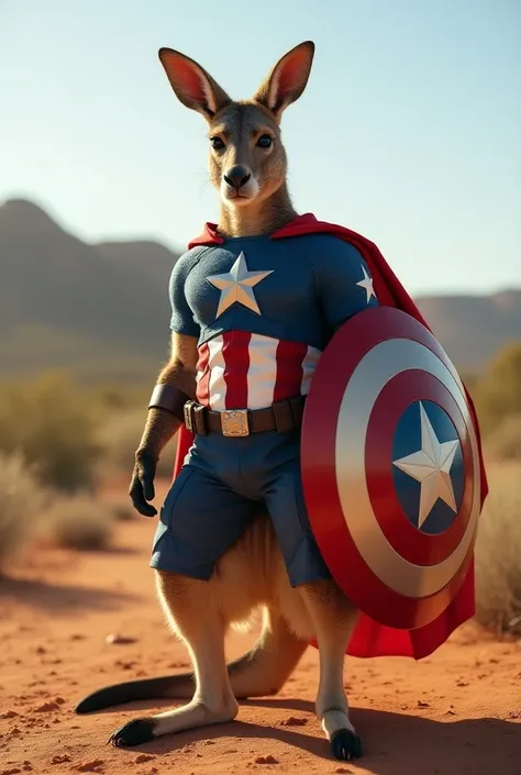 Kangaroo in the Captain America costume 

