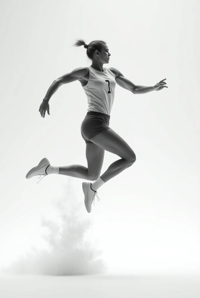 Create a volleyball player jumping and white foam comes out of his feet 