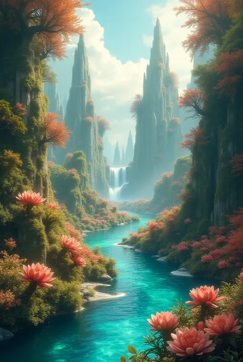  fantasy world ,,  text,  with warm tones ,, beautiful,, High Definition ,,