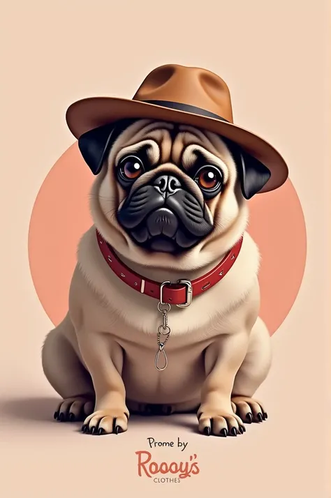 Crea una imagen que diga Rossy’s Clothes con una imagen de un perro Pug