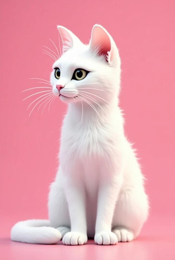 Make a logo with a sly and very feminine white cat,  giving off a vibe of wealth , with the name "Alpha Luxury" Written underneath it , The pink background, written in beautiful and realistic white letters 