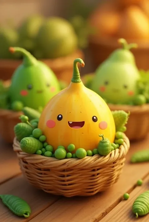 Animated image of melons and peas in small baskets