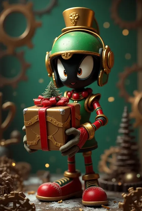  Marvin from the Looney Tunes animated,  with Christmas steam punk style ,  steam punk gift , caricaturesco arma steam punk
