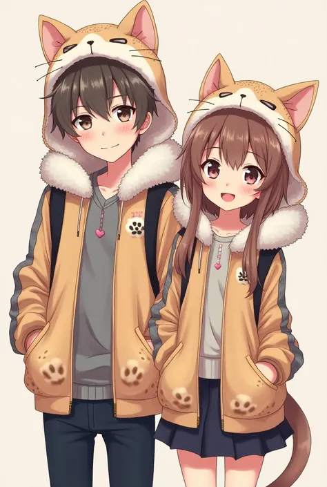 Neko couple costume for men and women, jacket with hat , Anime coat 