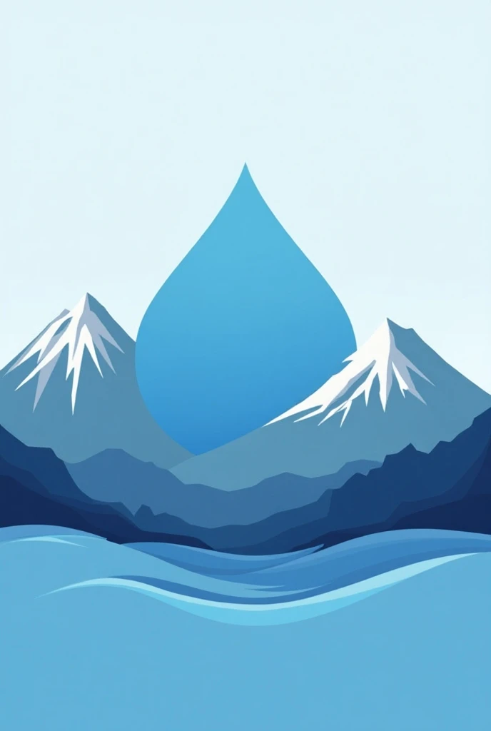 Create a water company logo with volcanoes in the background 

