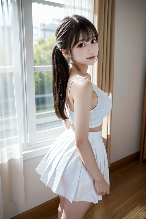  RAW Photos, (8k), (Best Quality:1.5), (Genuine), (Genuine:1.5),   ultra high resolution ,  very cute girl with transparent white skin, Young、ish、 girl、 RAW Photos, 8k, Best Quality,   ultra high resolution ,  Gentle Expression ,  angle from below ,  small...