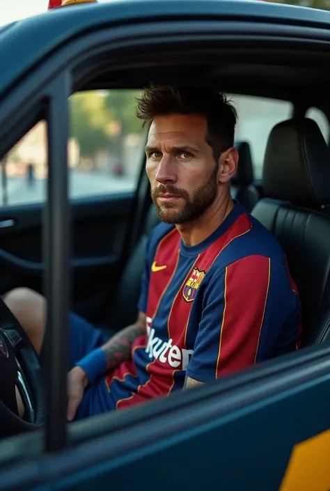 Messi in the taxi with Tenu Barcelona 