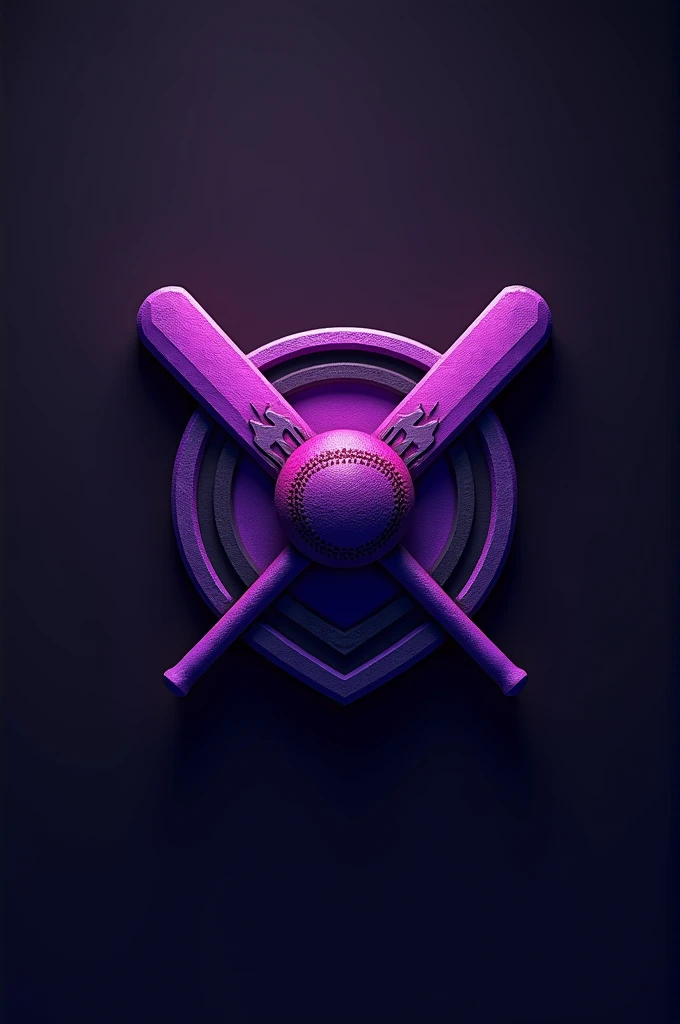 Create a realistic 3-D logo a digital brand procisel a audio editing brand with name kuchai dominators in cricket logo In colour is Purple and black With bat ball stamp ground