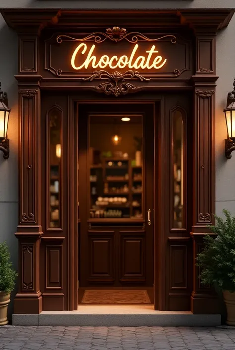 Visual ID of the store entrance of a chocolate store 