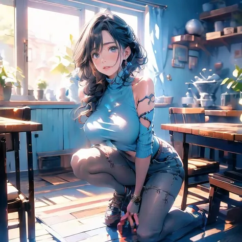 full body Waifu beautiful detailed eyes, beautiful detailed lips, extremely detailed eyes and face, longeyelashes, 1girl, sensual, young woman, sexy medium / large breasts, beautiful feminine face, nice sexy thighs, slim, sexy, erotic, beautiful fashion cl...