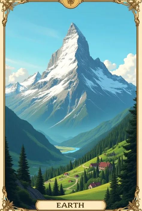 Create an image of the card the mountain from the Lenorman deck 