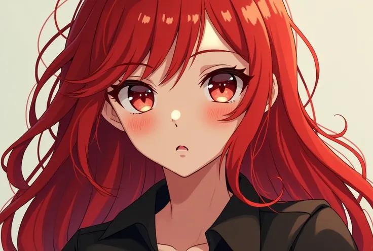 masterpiece,  best quality , { best quality }, {{masterpiece}}, { highres icon}, focus, Anime Style,  a close-up of a cartoon character of a woman, Girl design, portrait, Subscribe, Anime image, langes Haar,  red hair,  rothaarig , straight eyes ,  polishe...