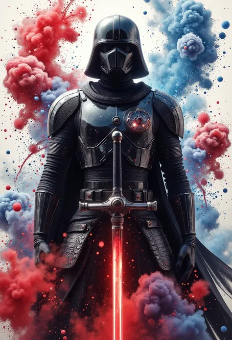 (masterpiece:1.2, Exceptional Quality ,mirror finish ,   Cinematic Experience   ,   best illustration  , little ring),8k, wallpaper,(watercolor),(sword:2.0),( Star Wars:2.0),(  designed to look like samurai armor  :2.0),(Captain Phasma in black armor  :2.0...