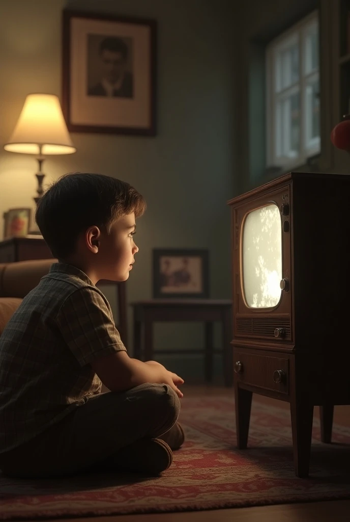 Boy from the 40s watching TV in the 40s
