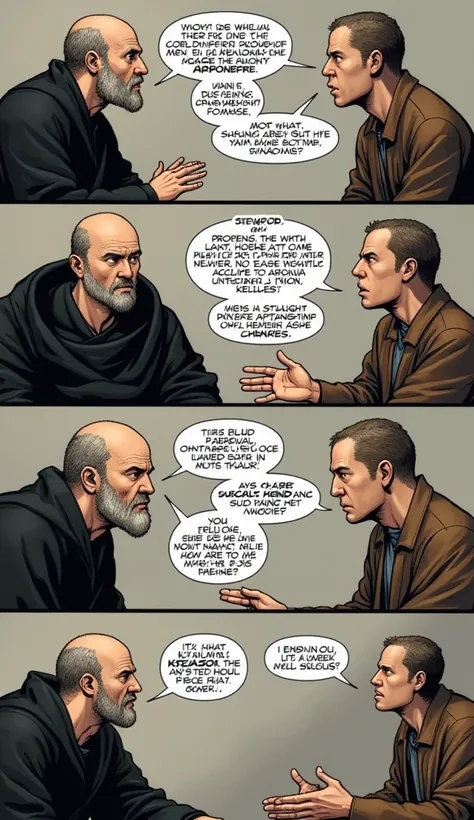  The comic shows a series of panels where Thomas Aquinas poses a question with calm and serenity ,  a medieval philosopher dressed in a Dominican habit ,  and Hans Kelsen  , , a modern legal theorist dressed in an early 20th century costume ,  they are sit...