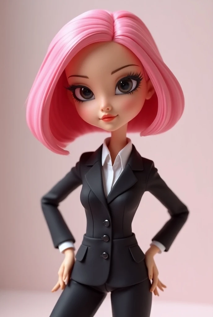 Female executive doll dressed in Pixar pink hair Bob cut dark eyes