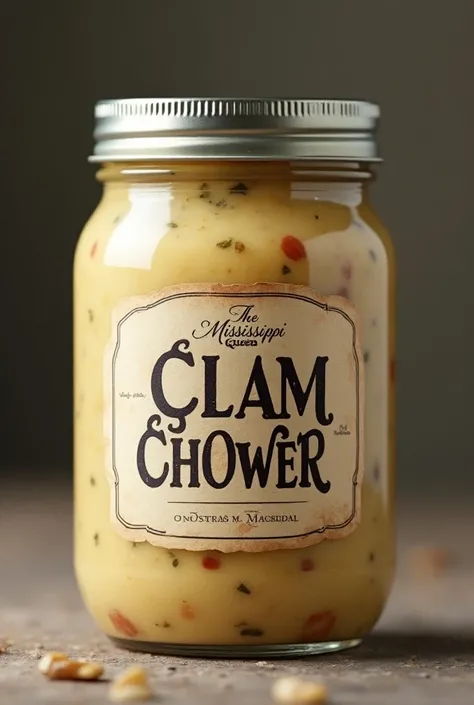 Make me one just like clam sauce with a label that says " The Mississippi Queen " In the glass jar