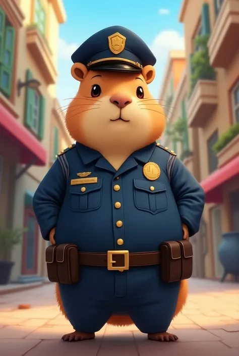 A cute anime cop capiibara