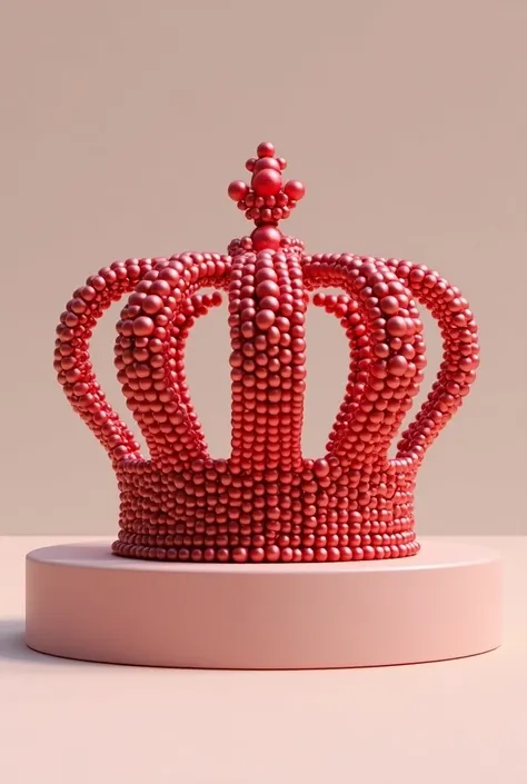 Make a 3D crown with red pearls that says DISTRIBUIDORA REYES EN LETRAS 4K