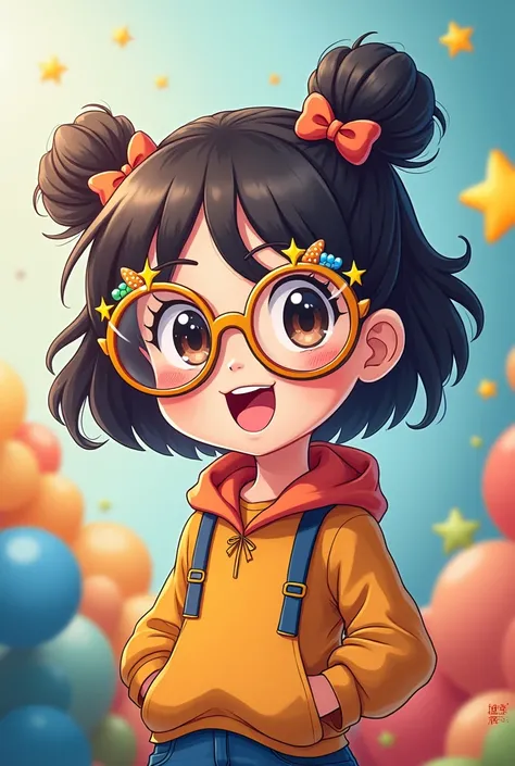 Cartoon anme chracter wearing and glasses