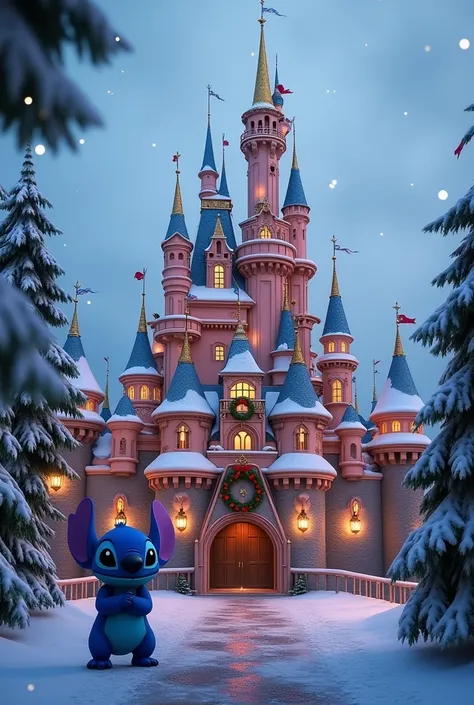 Stitch closed mouth Christmas tree castle Disneyland Paris