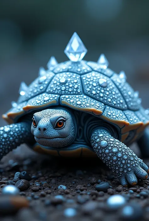 A turtle that has diamonds in its shell and on its forehead (2d image)