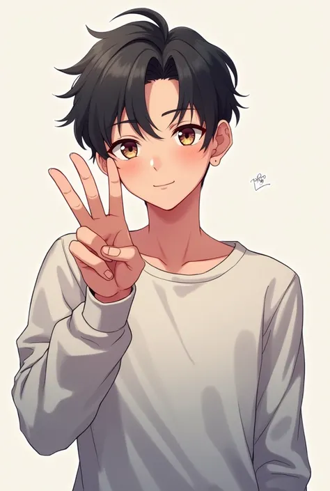 An anime profile picture making the peace gesture "✌️" of man