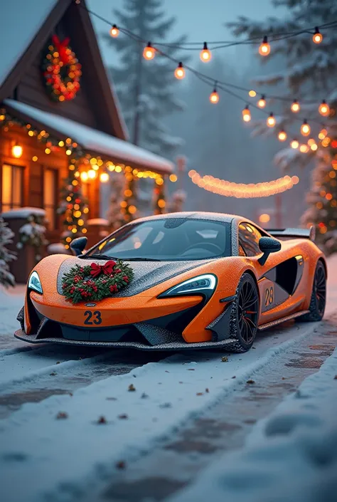 McLaren with Christmas decoration and the number 23