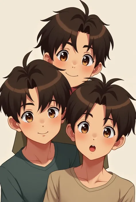 Triplets Brown Hair Boys Koji,Omo and Ryo ,19 years 