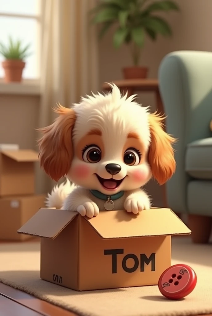 My little dog is faithful and playful, he always plays with the button inside a cardboard and his name is Tom