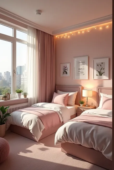 chic university dorm room, Of being very feminine, Make a large room with two separate beds 