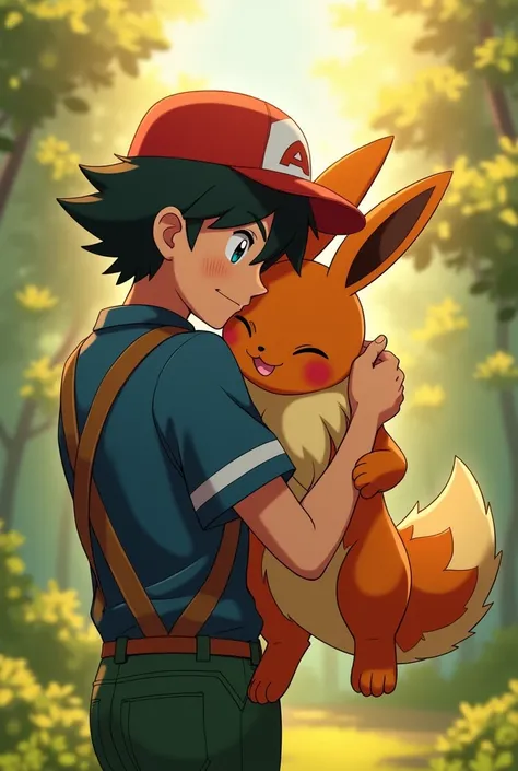 Pokemon ash y cinderace abrazo 