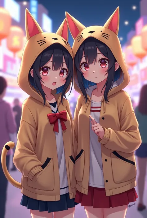 Neko couple costume for men and women,  jacket with hat , Anime coat 