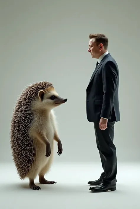 Hedgehog Animal and Elon Musk standing for debate
