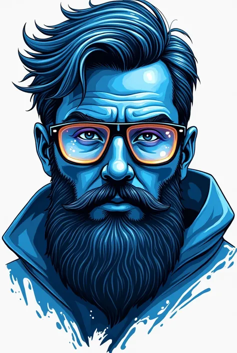 Blue logo with bearded man with lenses that tell
A Fast Men
