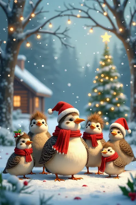  Create a Christmas image for the profile of a WhatsApp group called "The Quails "  the image must be cheerful , Festive , beautiful and very elegant 