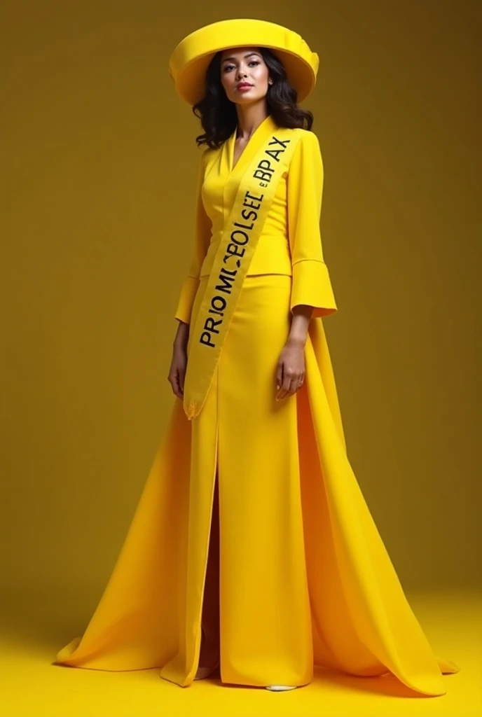 Promoted with a yellow-colored gown with lead cap and that the stole says PROMO 2024 EU LA PAZ